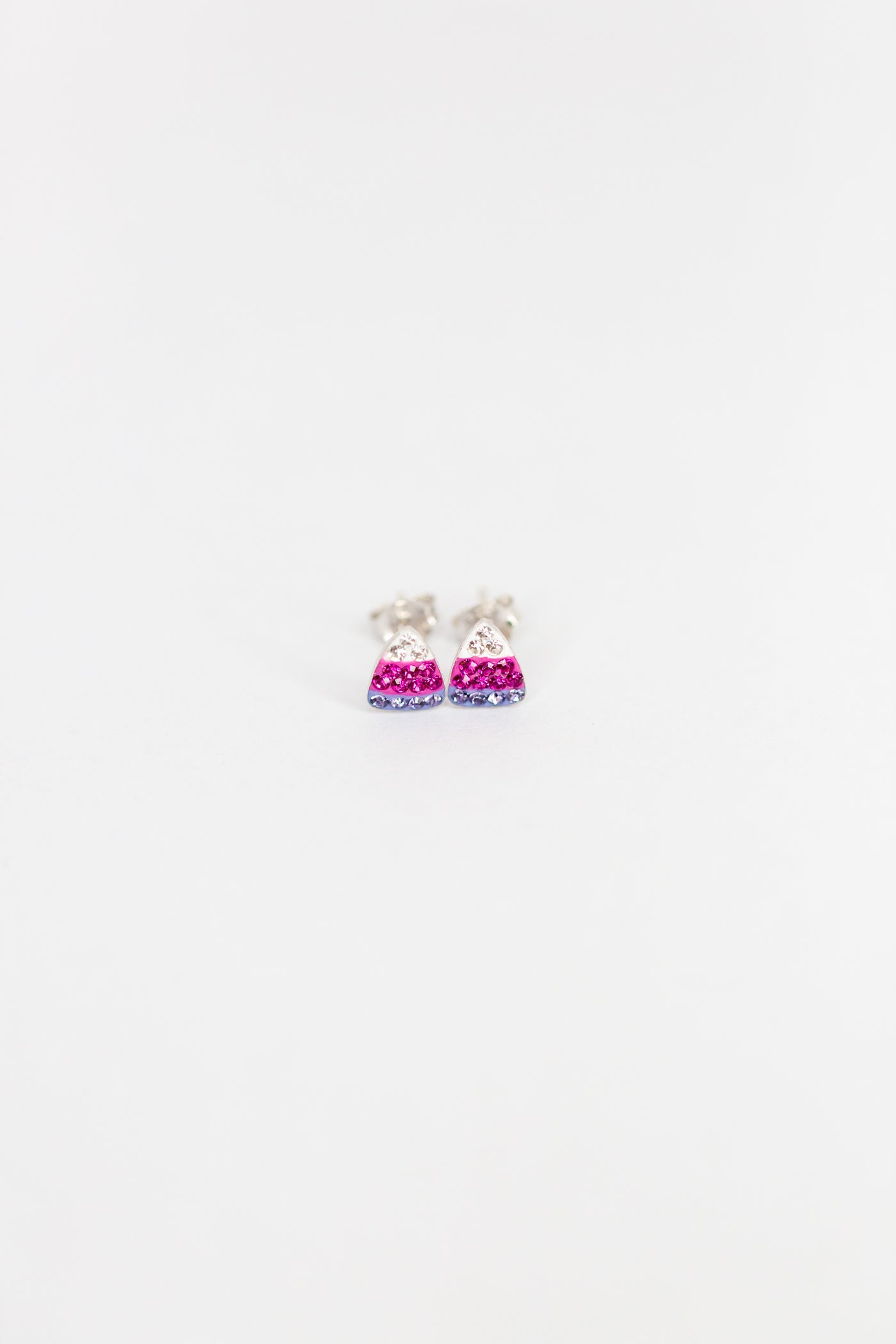 Candy Corn Crystal Silver Stud Earrings