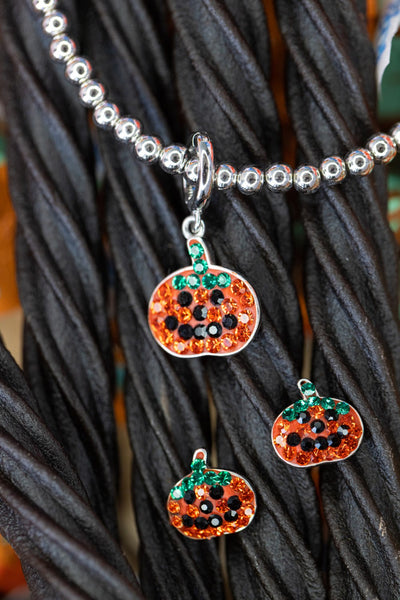 Pumpkin Crystal Sterling Silver Charm | Annie and Sisters 