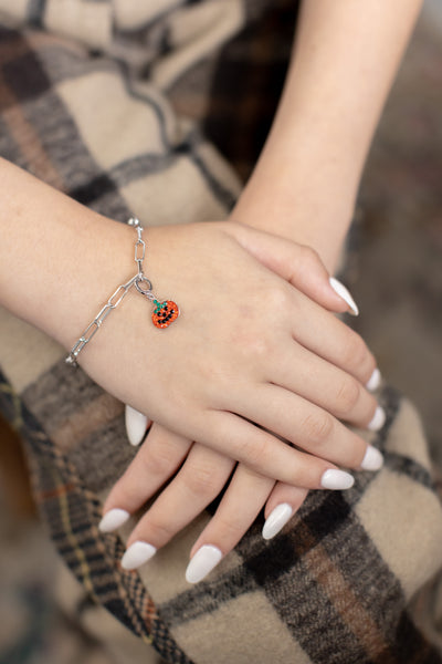 Pumpkin Crystal Sterling Silver Charm | Annie and Sisters 