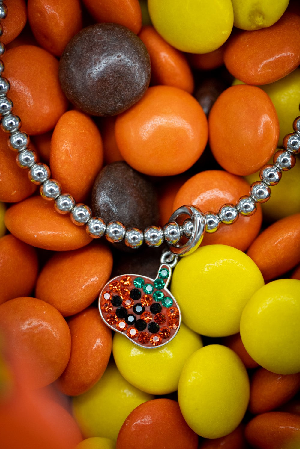 Pumpkin Crystal Sterling Silver Charm | Annie and Sisters 