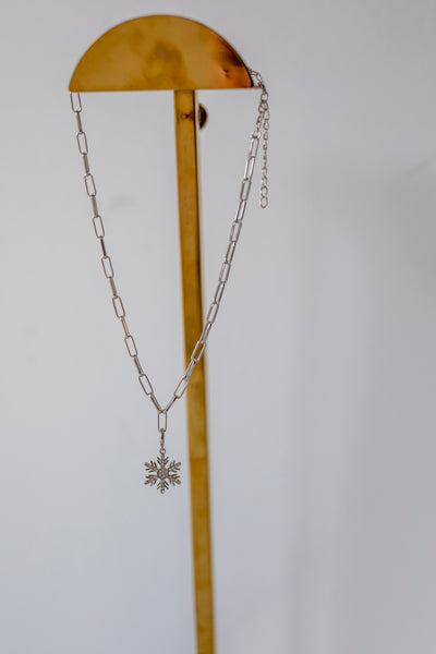 Snowflake Crystal Sterling Silver Charm with Paperclip Necklace | Annie and Sisters