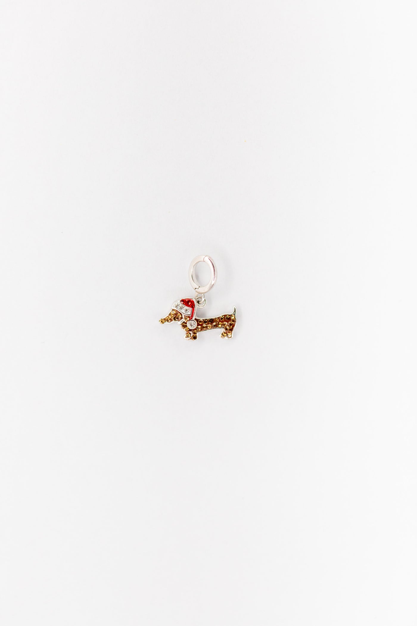 Holiday Dachshund Dog Crystal Sterling Silver Charm | Annie and Sisters