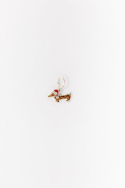 Holiday Dachshund Dog Crystal Sterling Silver Charm | Annie and Sisters