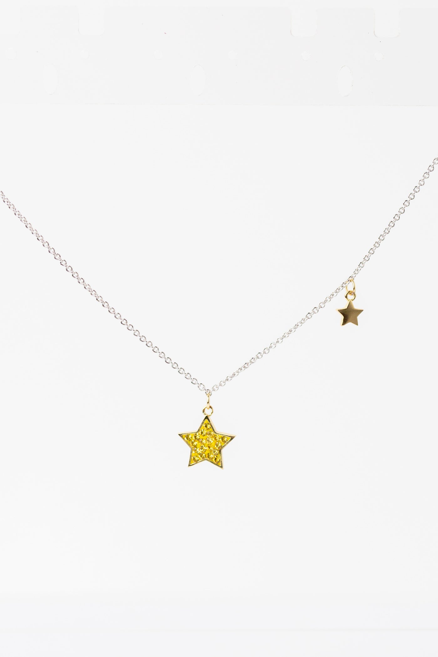 Two Stars Crystal Gold Plated Sterling Silver Necklace | Annie and Sisters