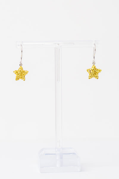 Dangling Yellow Star Crystal Sterling Silver Earrings | Annie and Sisters