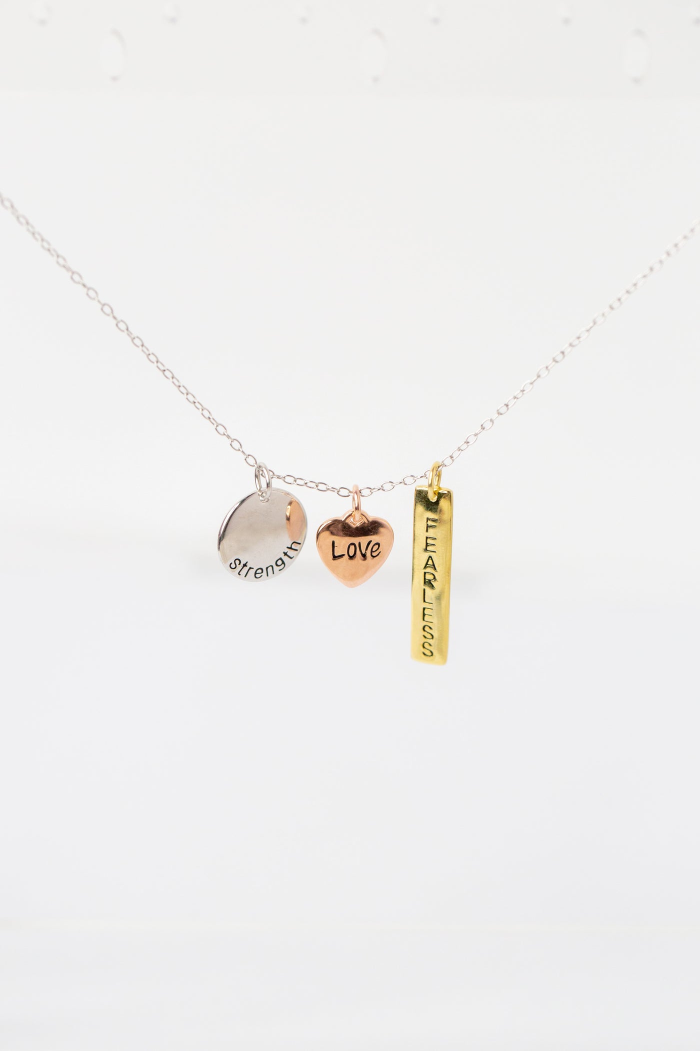 Courage Strength and Love Inspirational Sterling Silver Necklace | Annie and Sisters