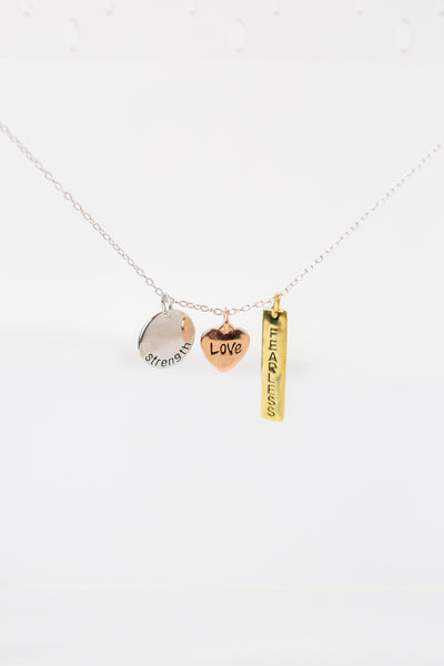 Courage Strength and Love Inspirational Sterling Silver Necklace | Annie and Sisters