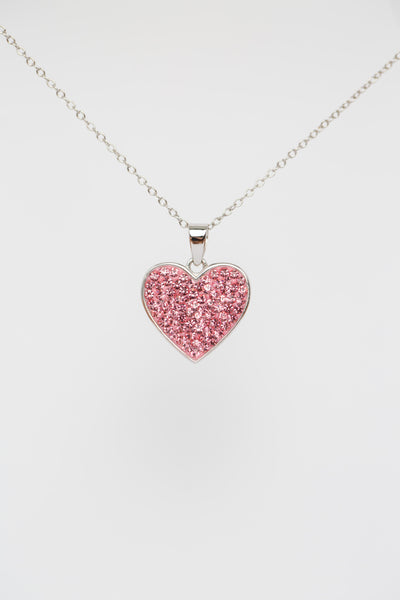 Rose Pink Heart Crystal Sterling Silver Necklace | Annie and Sisters