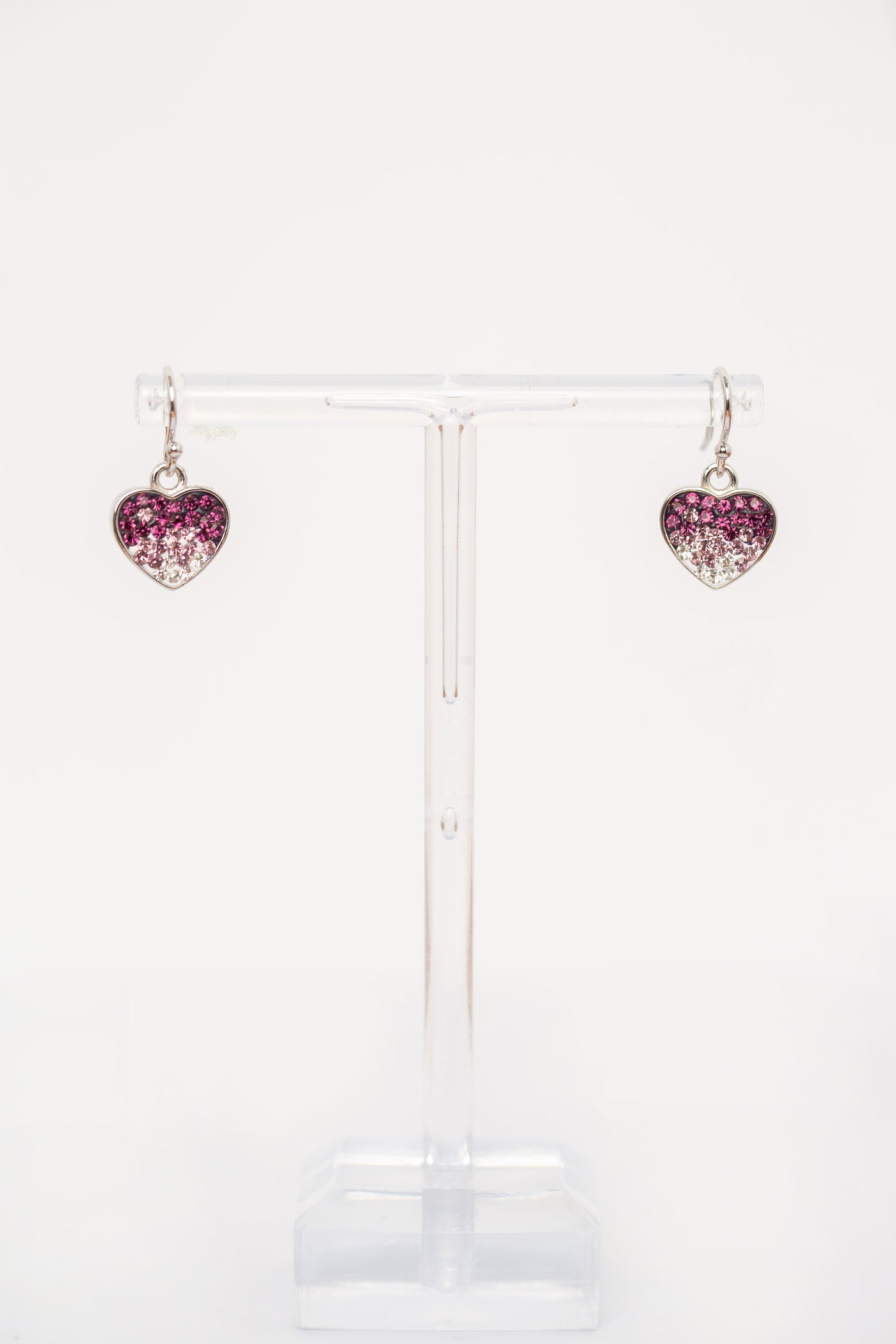 Ombre Heart Crystal Sterling Silver Dangling Earrings | Annie and Sisters