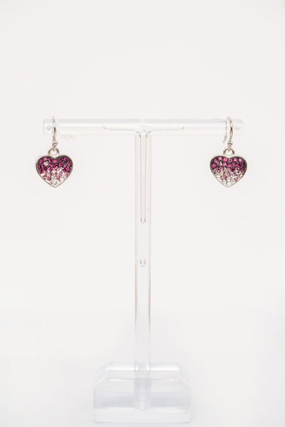 Ombre Heart Crystal Sterling Silver Dangling Earrings | Annie and Sisters
