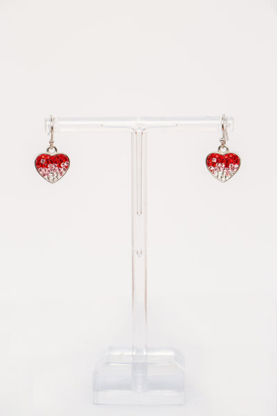 Ombre Heart Crystal Sterling Silver Dangling Earrings | Annie and Sisters