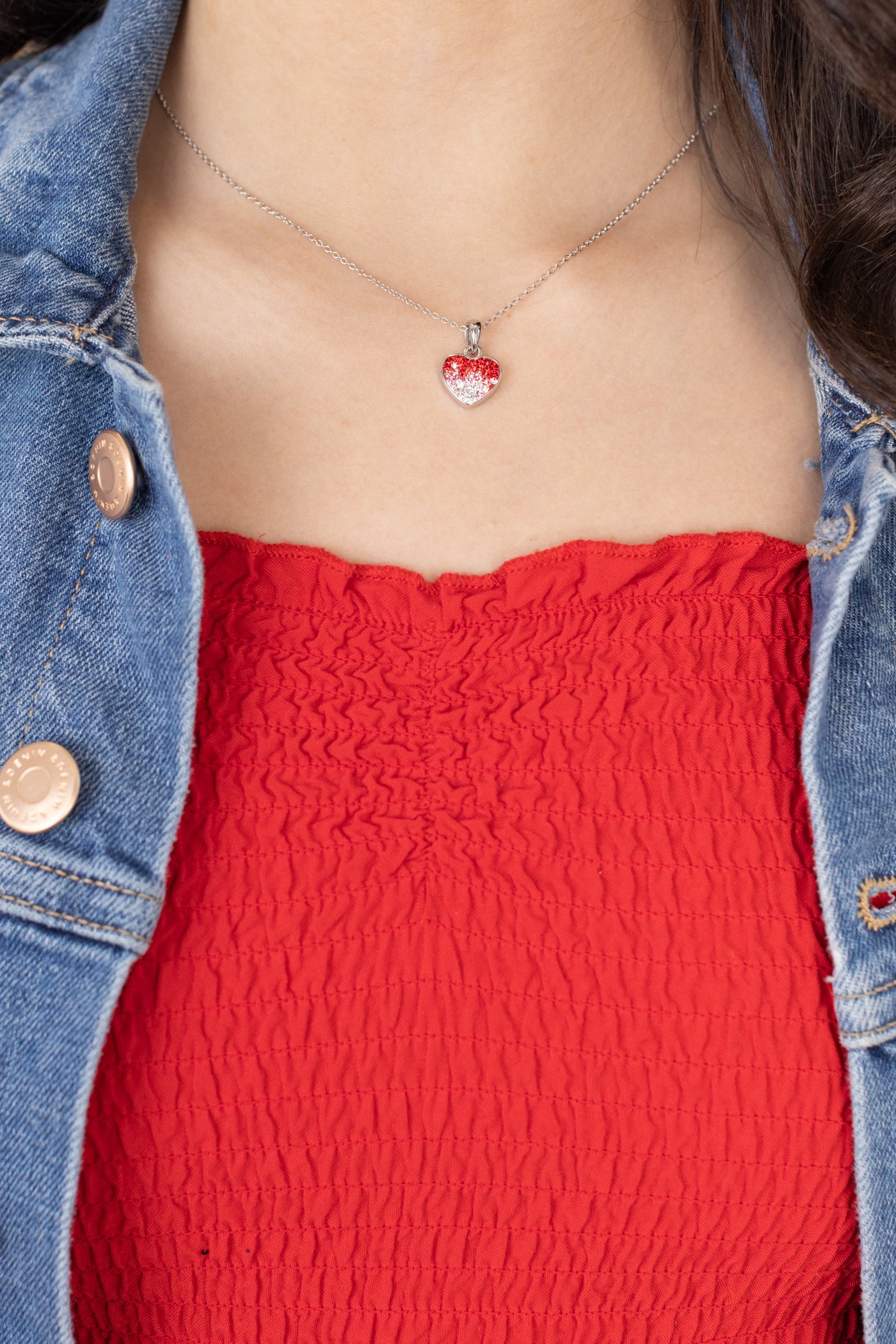 Red Ombre Crystal Heart Necklace | Annie and Sisters