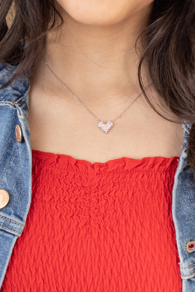 AB Crystal Heart Sterling Silver Necklace | Annie and Sisters
