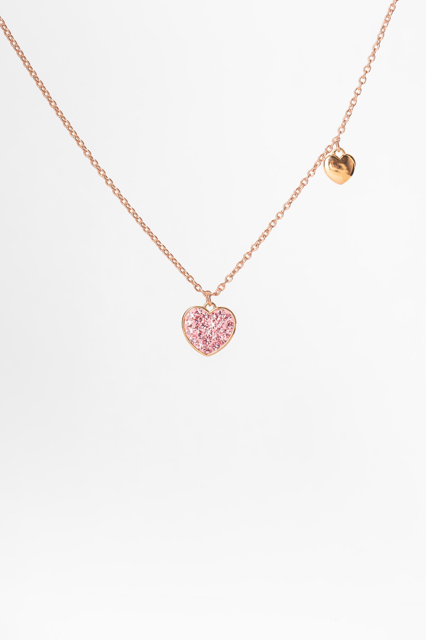 Light Pink Heart Crystal Rose Gold Plated Necklace | Annie and Sisters