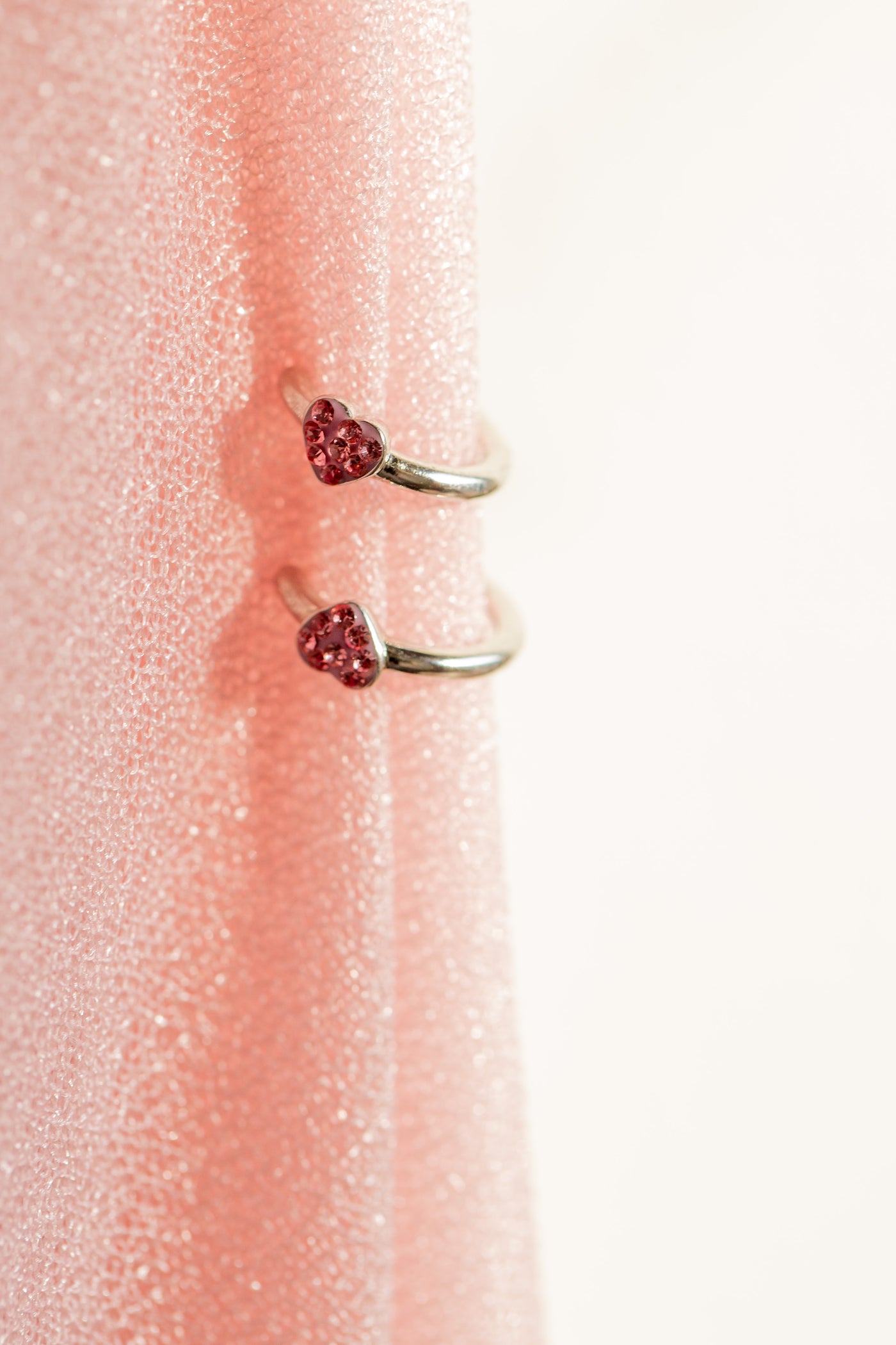 Mini Rose Pink Heart Crystal Sterling Silver Ear Cuff | Annie and Sisters 