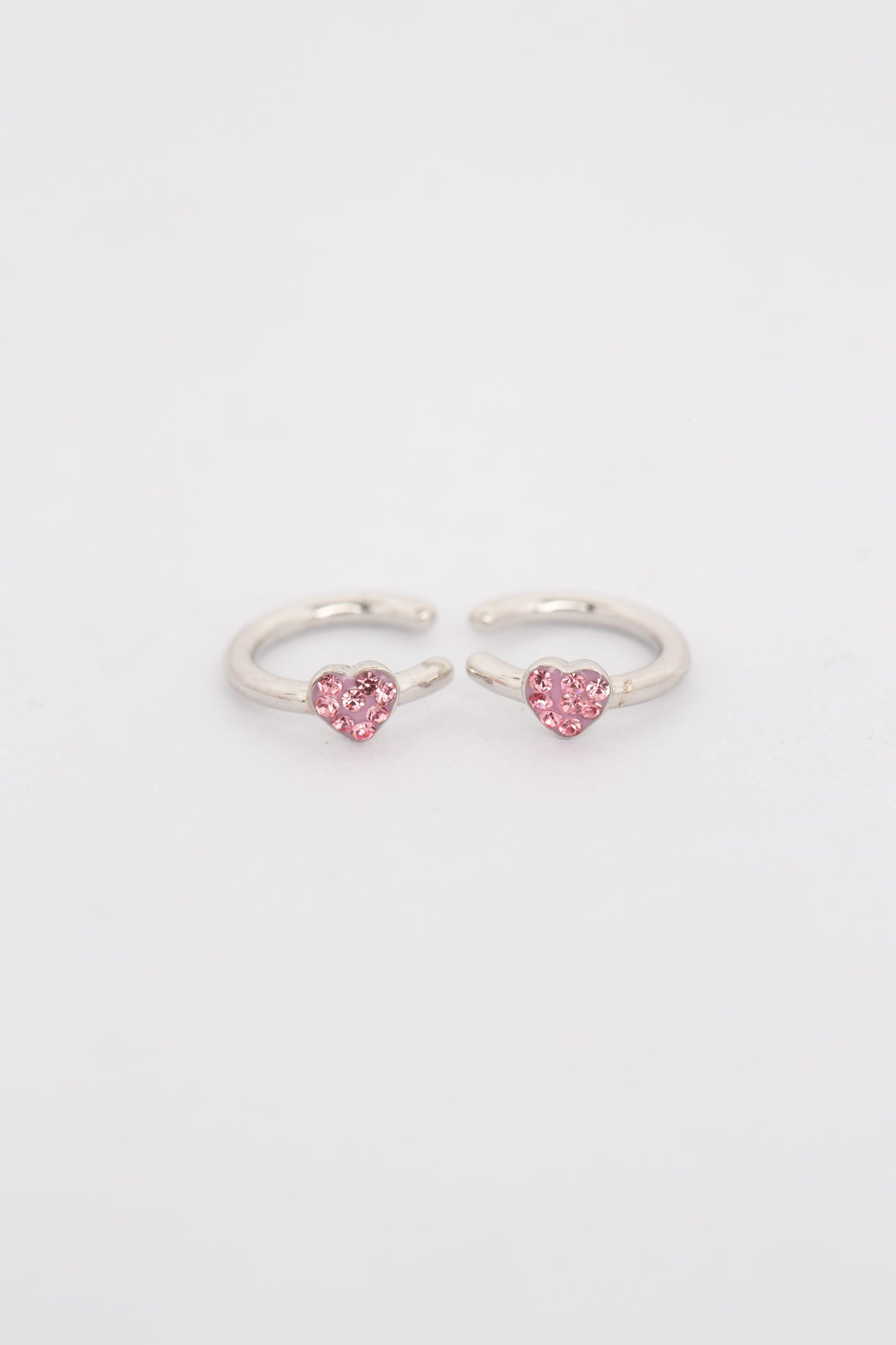 Mini Rose Pink Heart Crystal Sterling Silver Ear Cuff | Annie and Sisters 