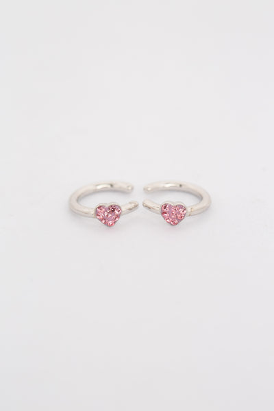 Mini Rose Pink Heart Crystal Sterling Silver Ear Cuff | Annie and Sisters 