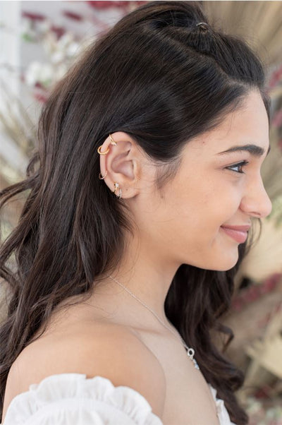 Three Piece Tri Color Plating Sterling Silver Ear Cuff Set | Annie and Sisters 