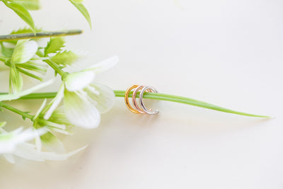 Three Piece Tri Color Plating Sterling Silver Ear Cuff Set | Annie and Sisters 