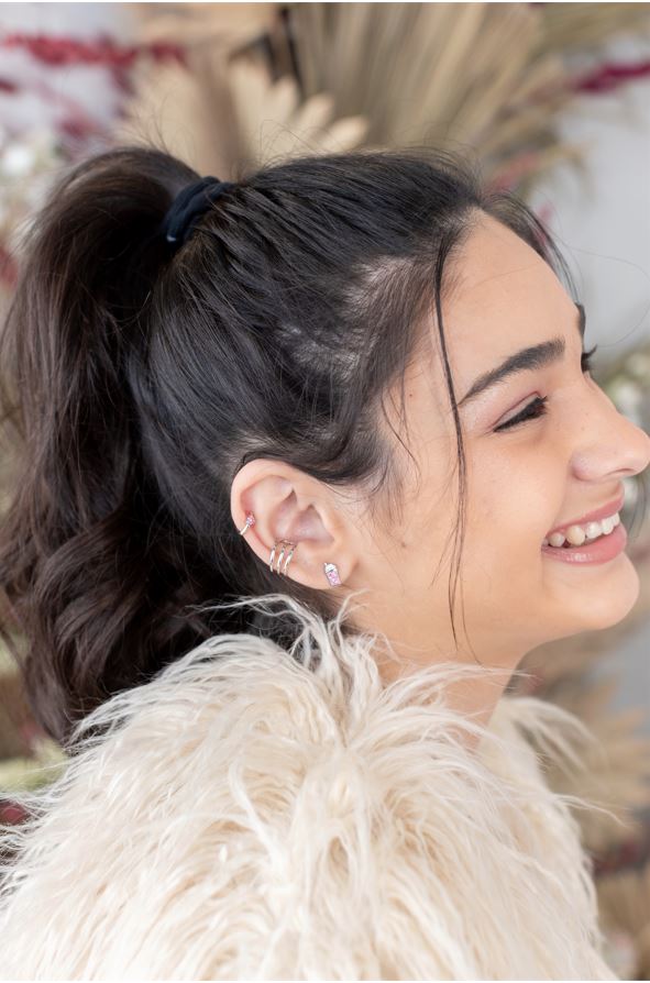 Three Wire Plain Rhodium Plated Sterling Silver Ear Cuff | Annie and Sisters 