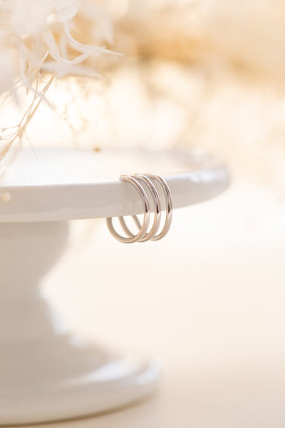 Three Wire Plain Rhodium Plated Sterling Silver Ear Cuff | Annie and Sisters 