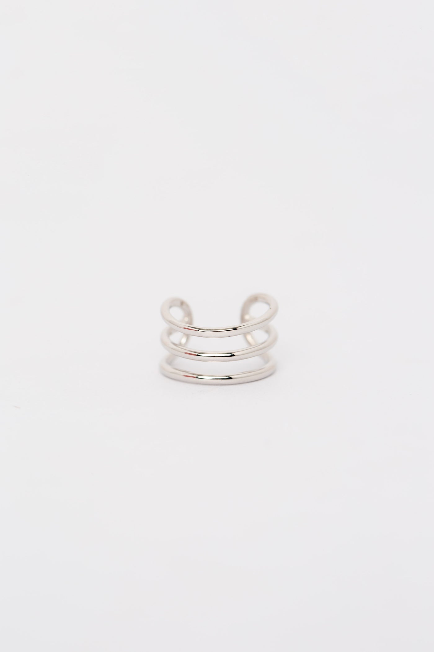 Three Wire Plain Rhodium Plated Sterling Silver Ear Cuff | Annie and Sisters 