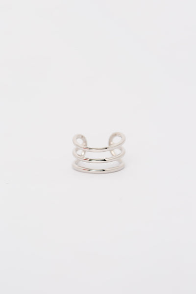 Three Wire Plain Rhodium Plated Sterling Silver Ear Cuff | Annie and Sisters 