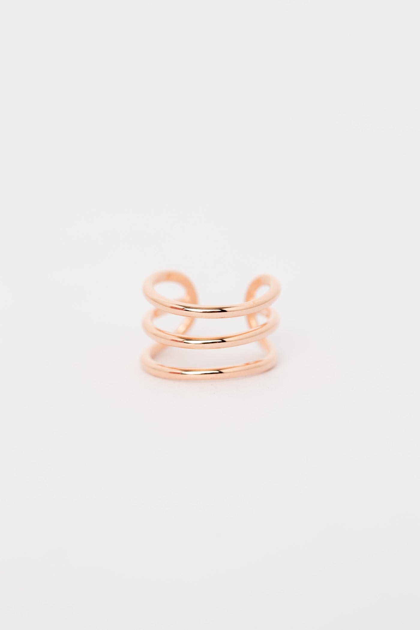 Three Wire Plain Rhodium Plated Sterling Silver Ear Cuff