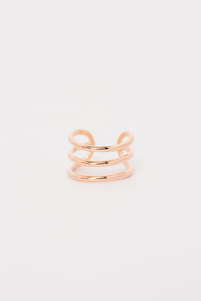 Three Wire Plain Rhodium Plated Sterling Silver Ear Cuff