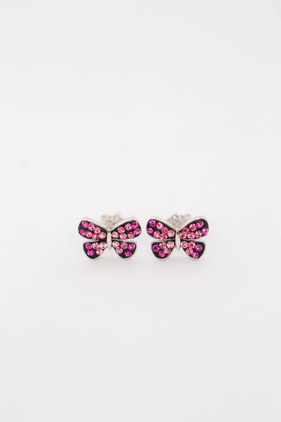 Pink Butterfly Crystal Sterling Silver Earrings | Annie and Sisters