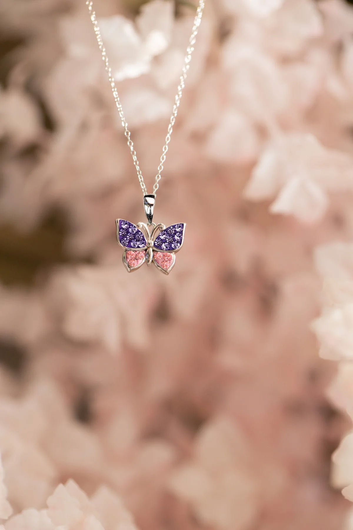 Butterfly Crystal Sterling Silver Necklace | Annie and Sisters