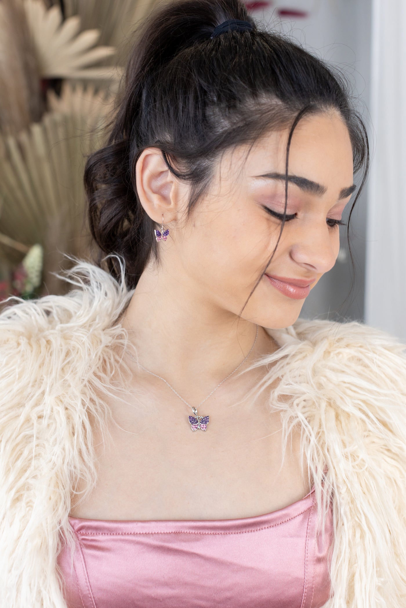 Butterfly Crystal Sterling Silver Necklace | Annie and Sisters