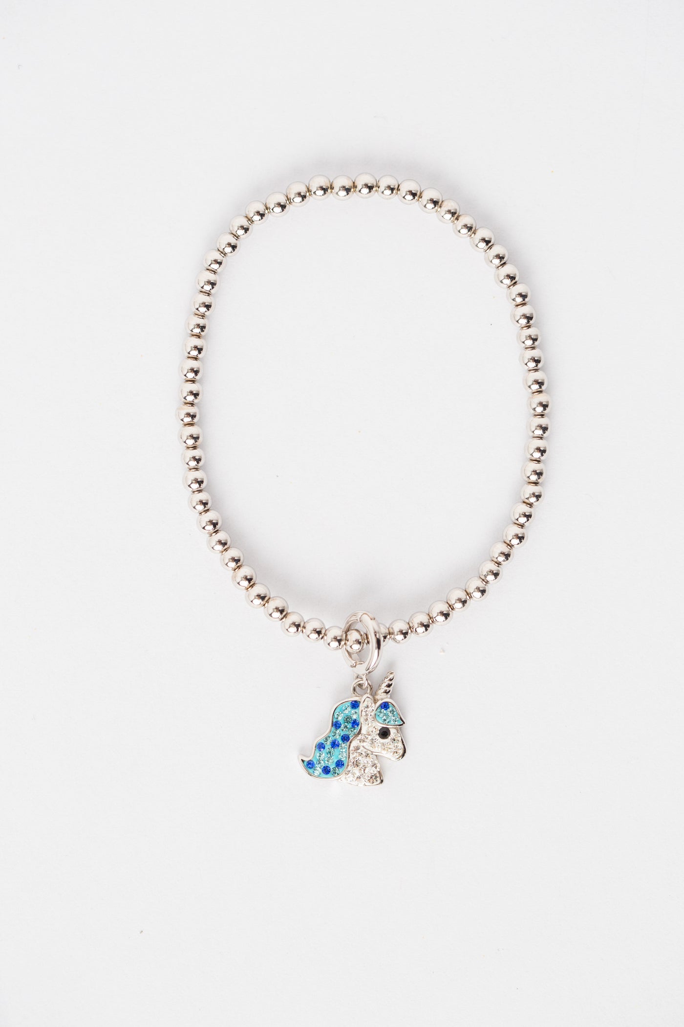 Blue Unicorn Crystal Sterling Silver Charm | Annie and Sisters