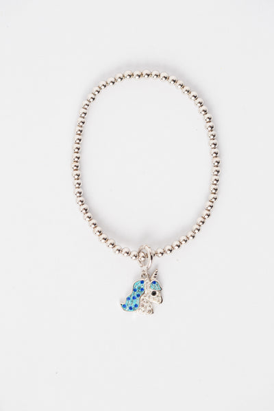 Blue Unicorn Crystal Sterling Silver Charm | Annie and Sisters