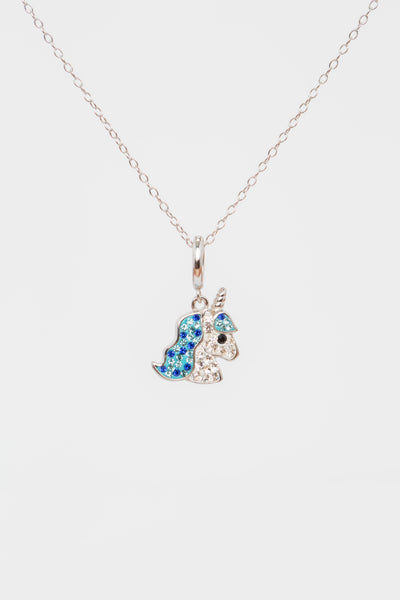 Blue Unicorn Crystal Sterling Silver Charm | Annie and Sisters