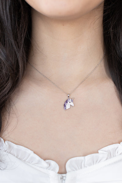 Violet Kids Unicorn Crystal Sterling Silver Necklace | Annie and Sisters