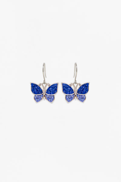 Sapphire Blue Butterfly Crystal Sterling Silver Earring | Annie and Sisters