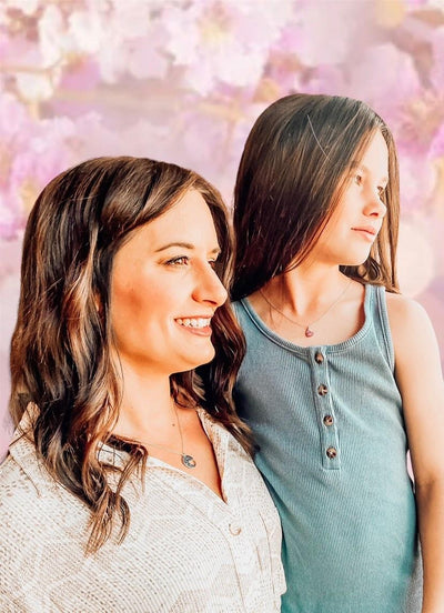 Mom and Daughter “I Love You” Heart Crystal Sterling Silver Necklace Set | Annie and Sisters