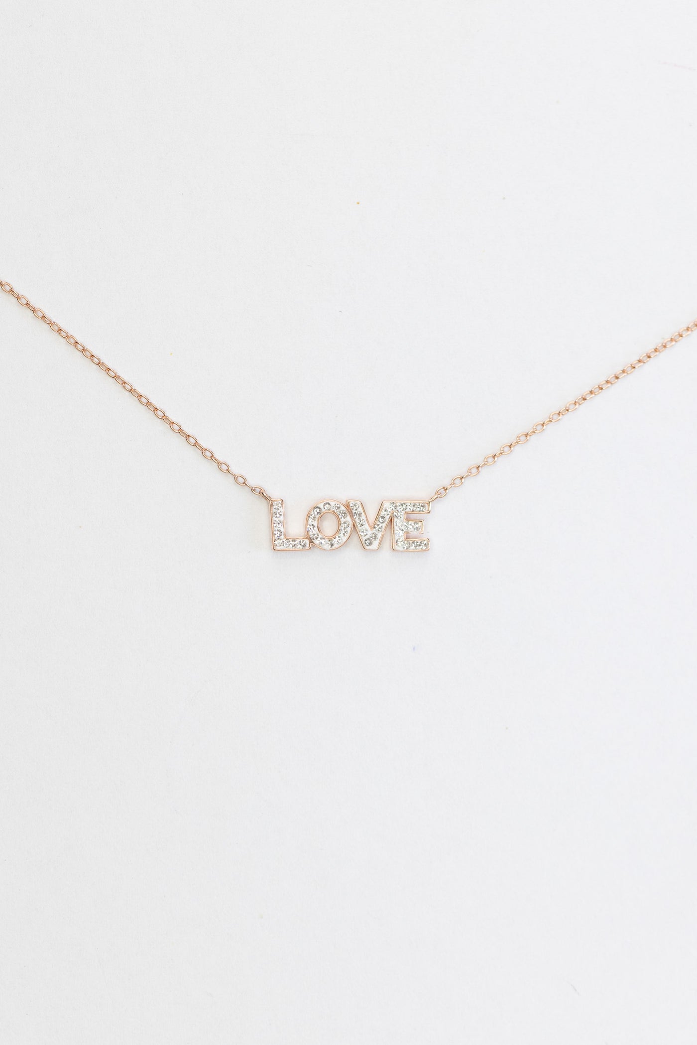 LOVE Crystal Sterling Silver Necklace in Rose Gold | Annie and Sisters