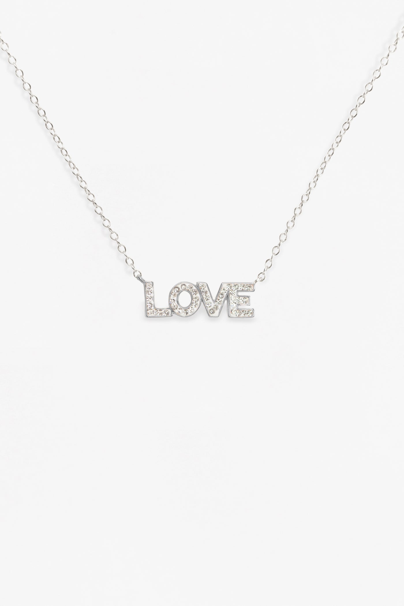 LOVE Crystal Sterling Silver Necklace in Rhodium | Annie and Sisters