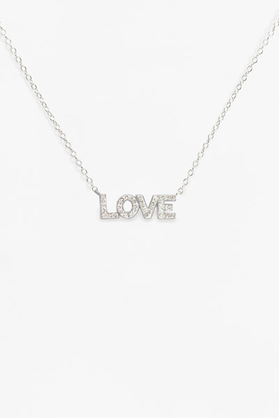 LOVE Crystal Sterling Silver Necklace in Rhodium | Annie and Sisters
