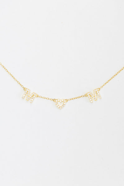 Gold Plated "MOM" Crystal Sterling Silver Necklace | Annie and Sisters