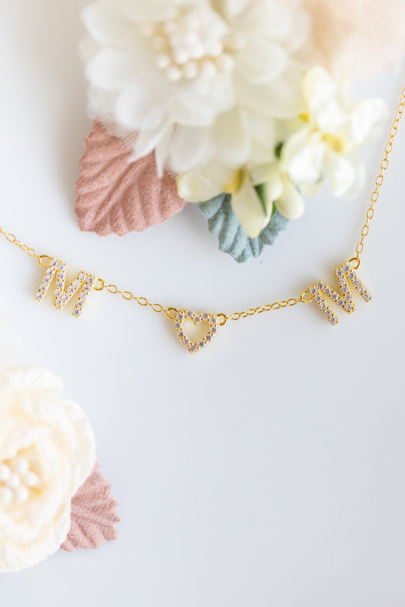 Gold Plated "MOM" Crystal Sterling Silver Necklace | Annie and Sisters