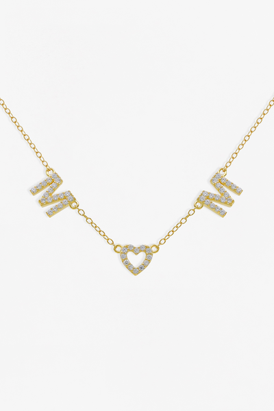 Gold Plated "MOM" Crystal Sterling Silver Necklace | Annie and Sisters