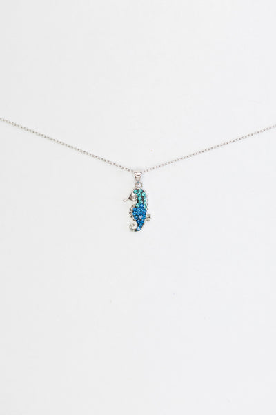 Daughter Seahorse Crystal Sterling Silver Necklace| Annie and Sisters