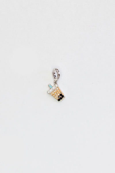 Boba Milk Tea Crystal Sterling Silver Charm