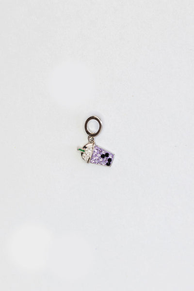 Taro Milk Tea Crystal Sterling Silver Charm