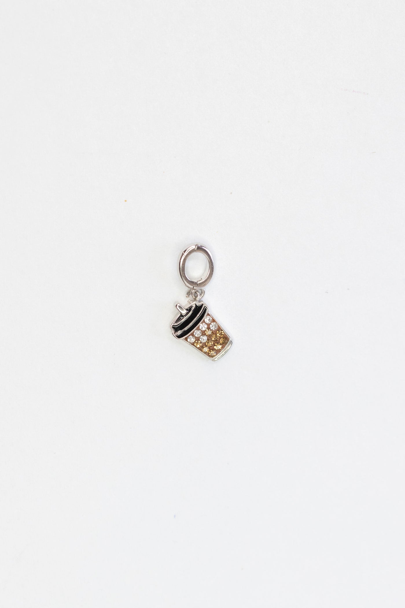 Chocolate Milk Tea Crystal Sterling Silver Charm