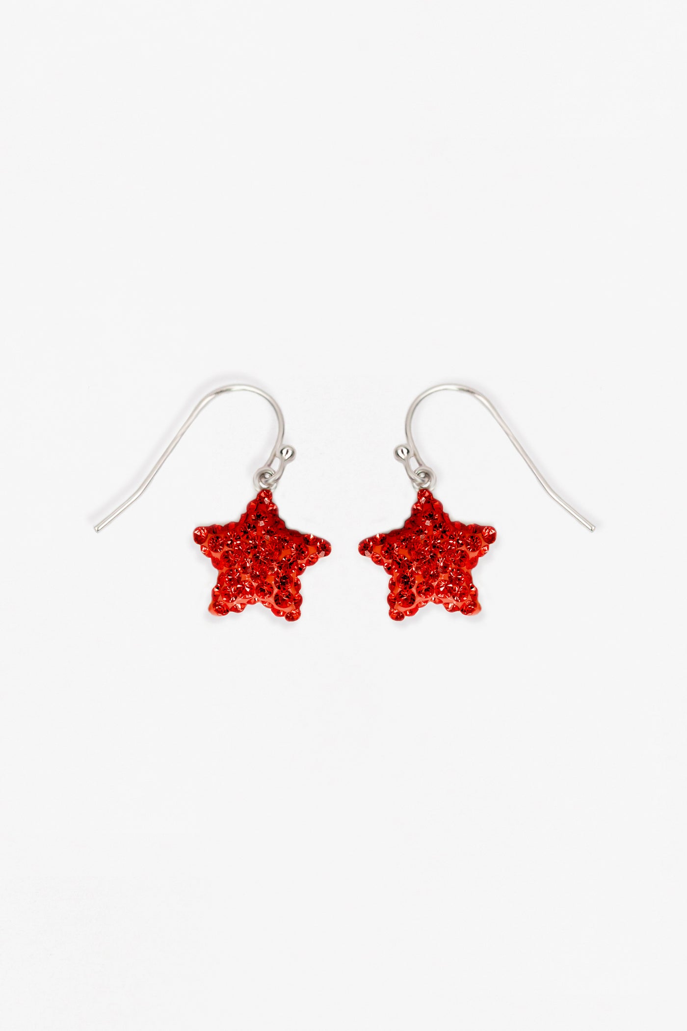 Red Star Crystal Sterling Silver Dangling Earrings | Annie and Sisters