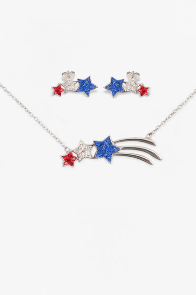 Red, White and Blue Star Stud Earrings and Necklace Set | Annie and Sisters